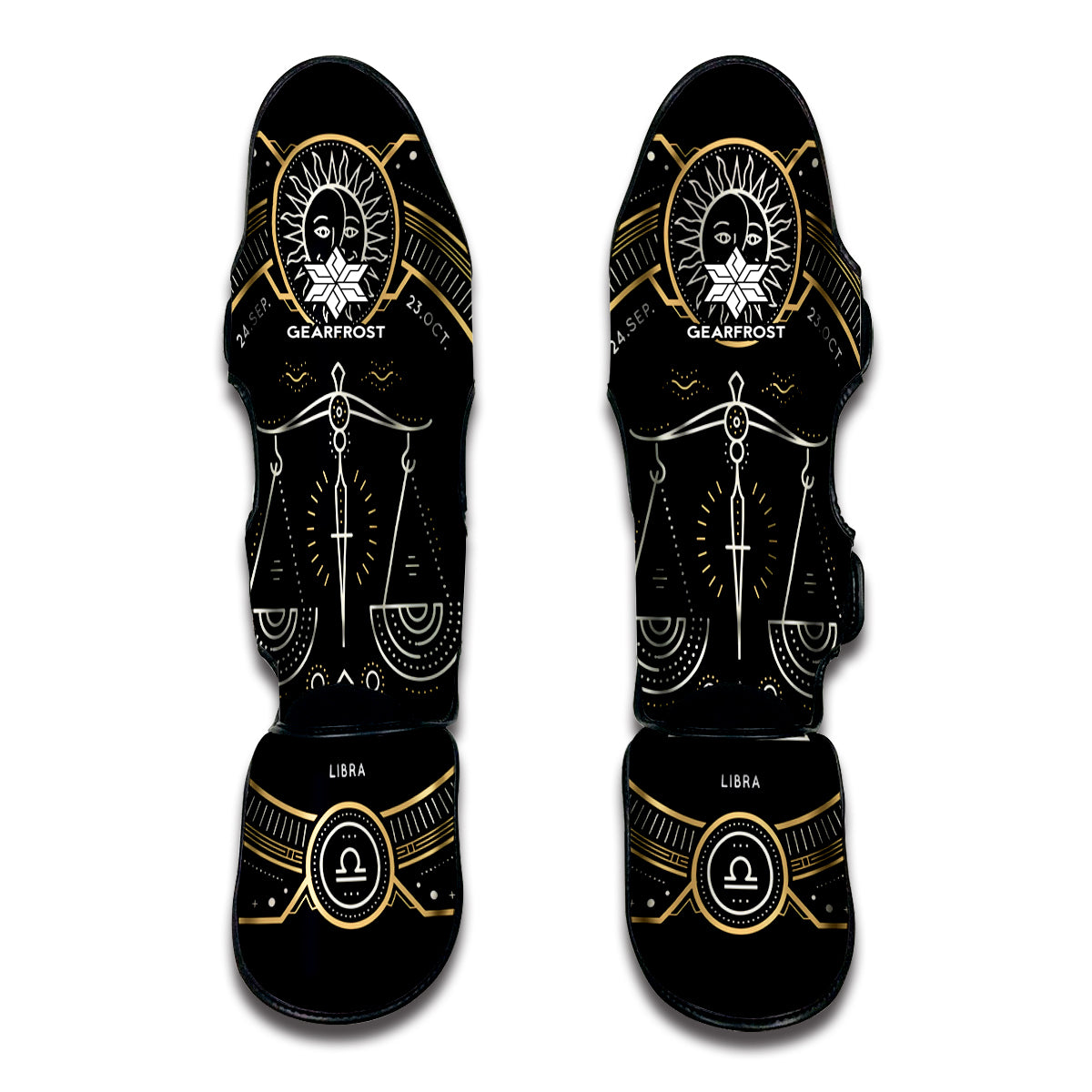 Vintage Libra Zodiac Sign Print Muay Thai Shin Guards