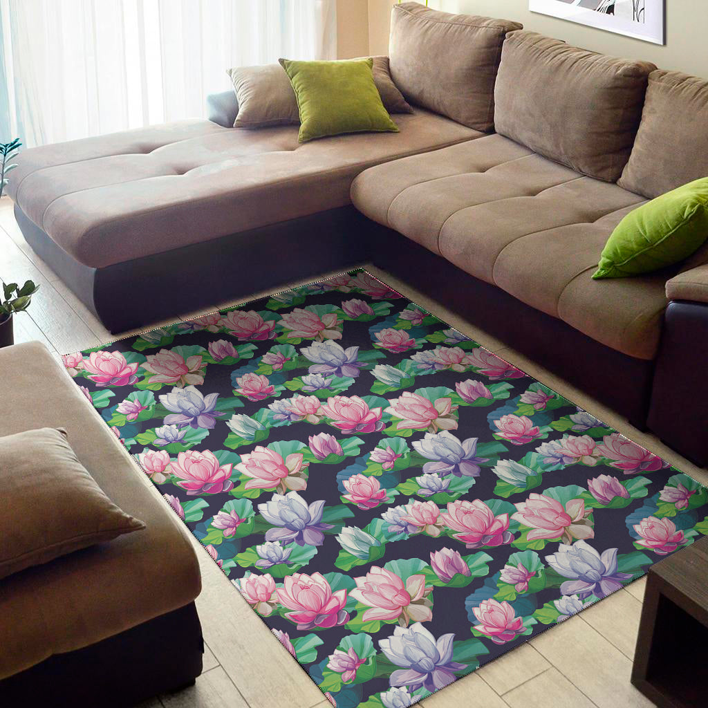 Vintage Lotus Floral Print Area Rug