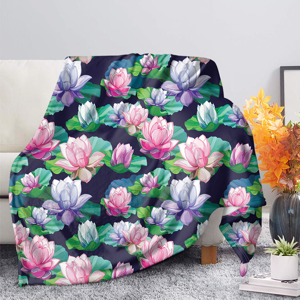 Vintage Lotus Floral Print Blanket