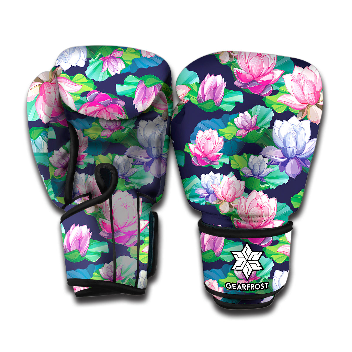 Vintage Lotus Floral Print Boxing Gloves