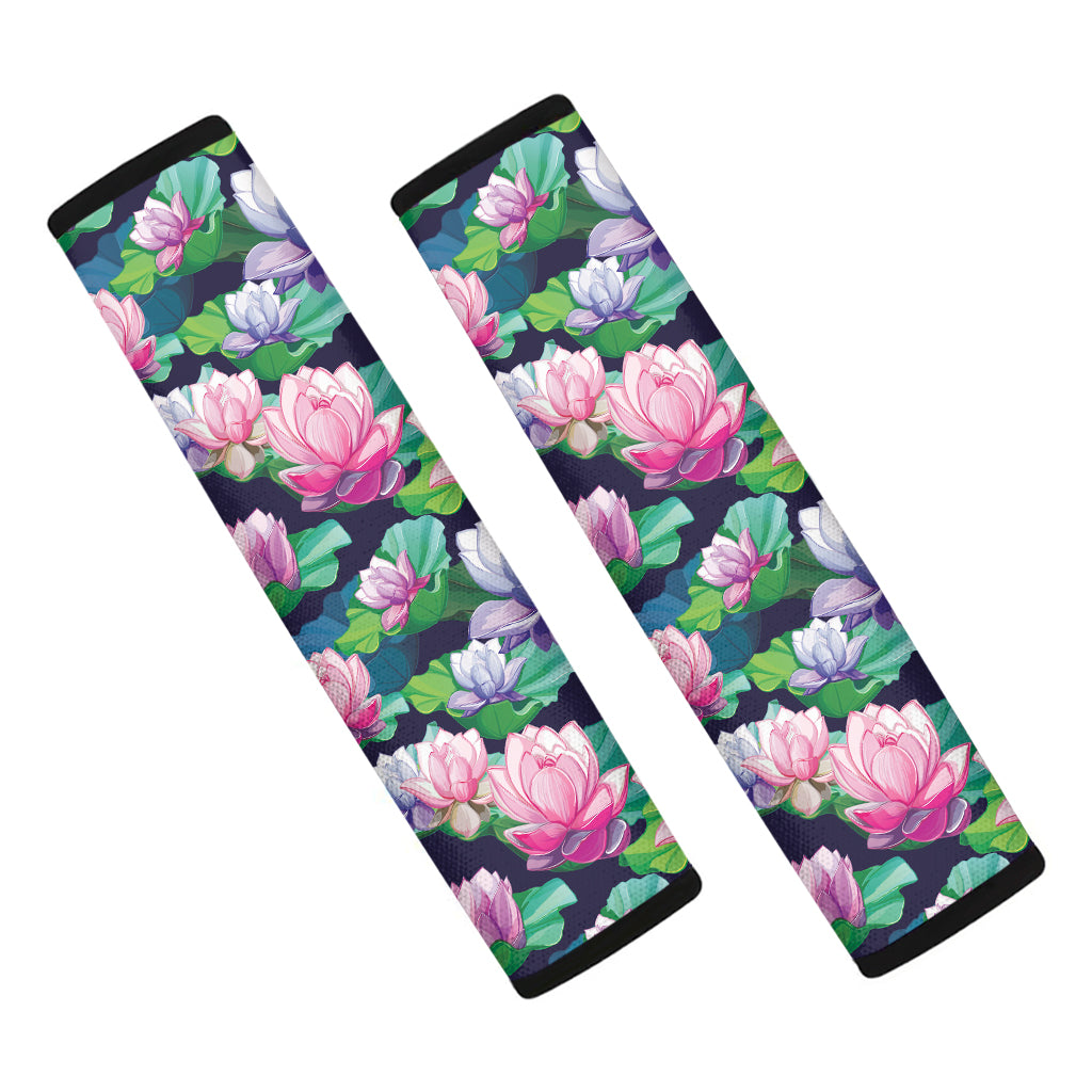 Vintage Lotus Floral Print Car Seat Belt Covers