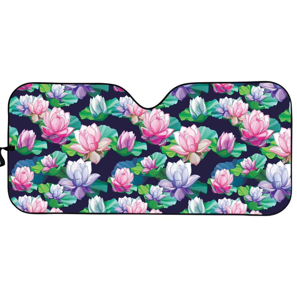 Vintage Lotus Floral Print Car Sun Shade