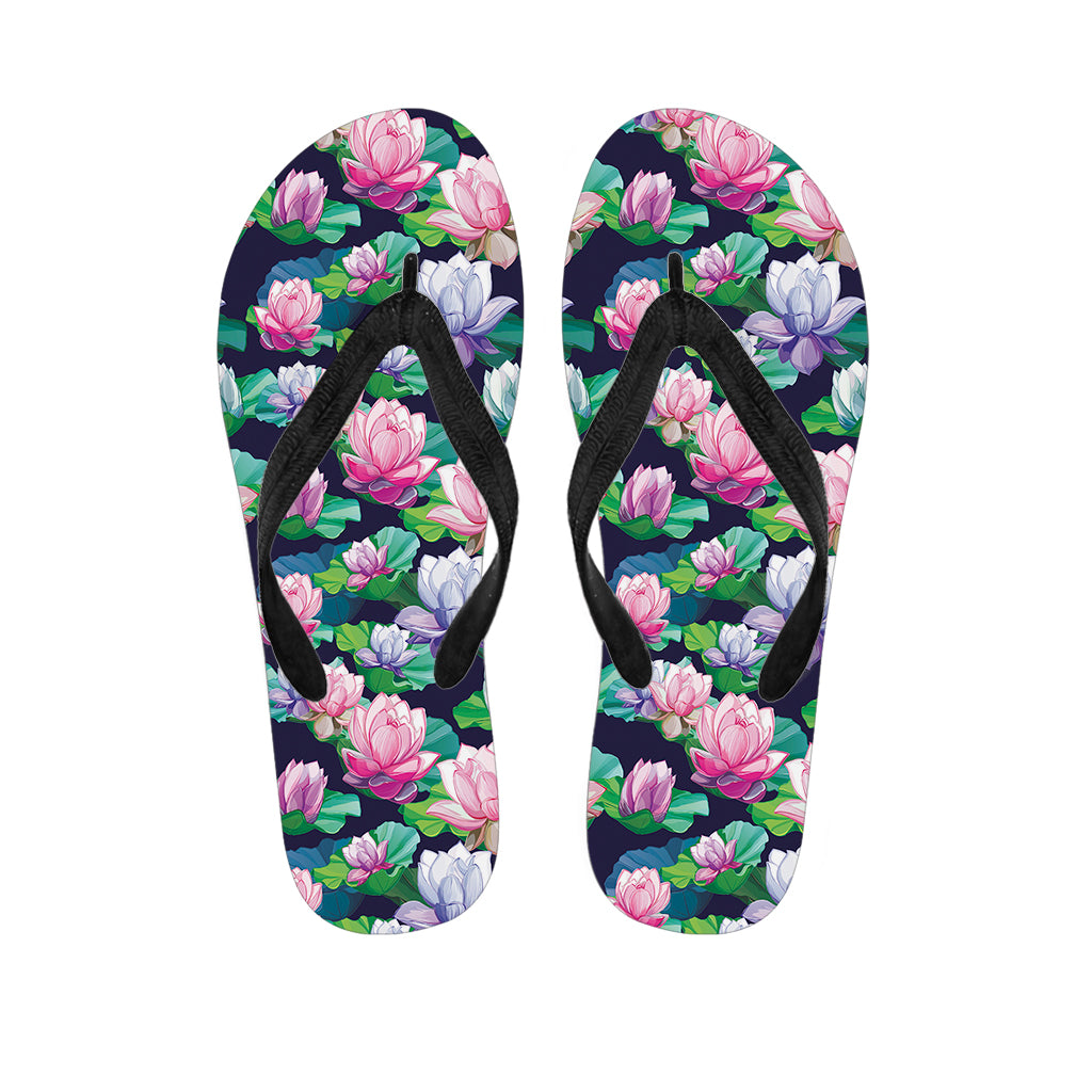 Vintage Lotus Floral Print Flip Flops