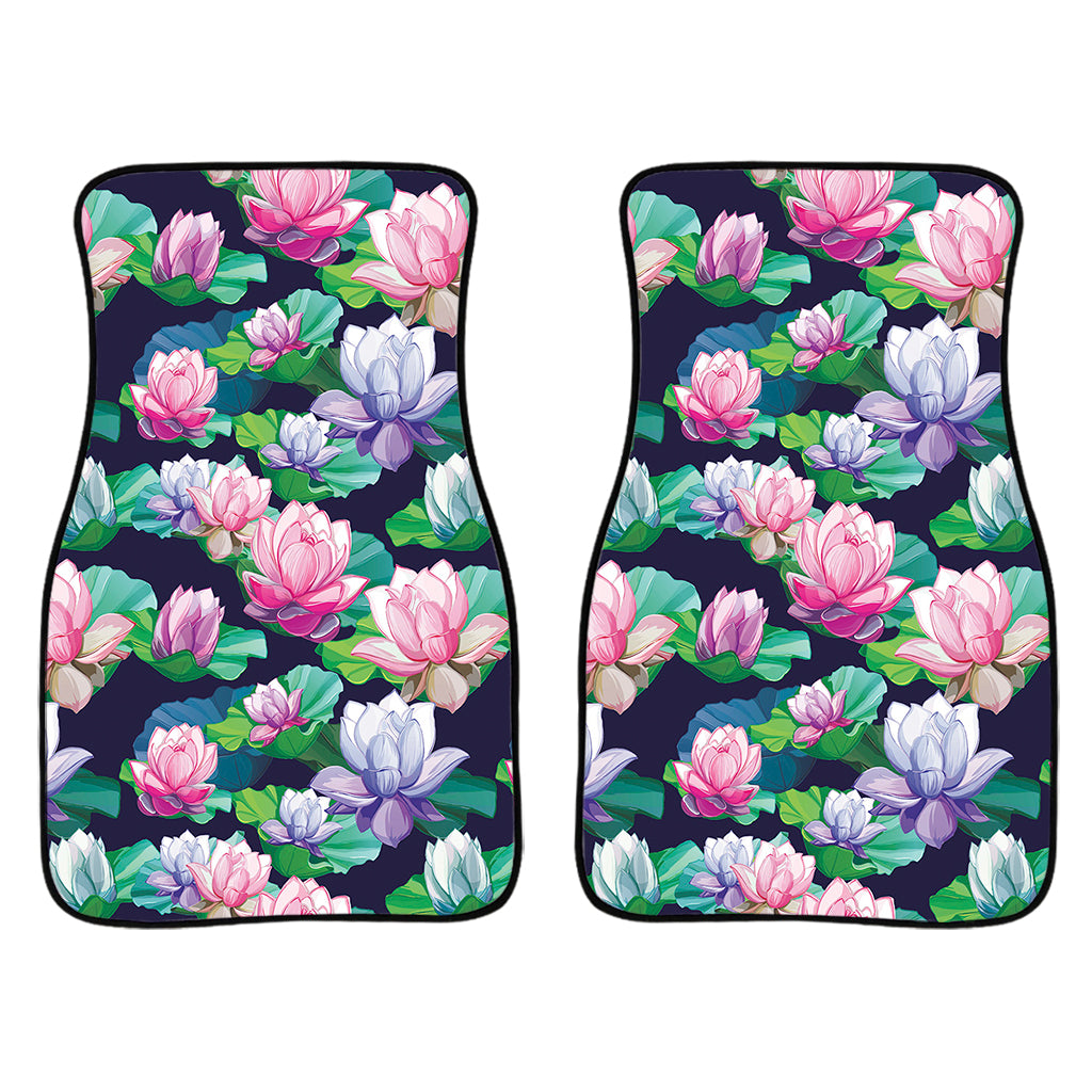 Vintage Lotus Floral Print Front Car Floor Mats