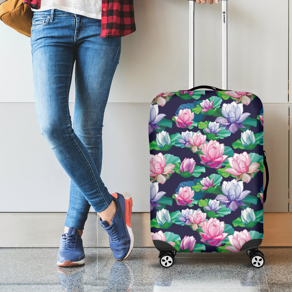 Vintage Lotus Floral Print Luggage Cover