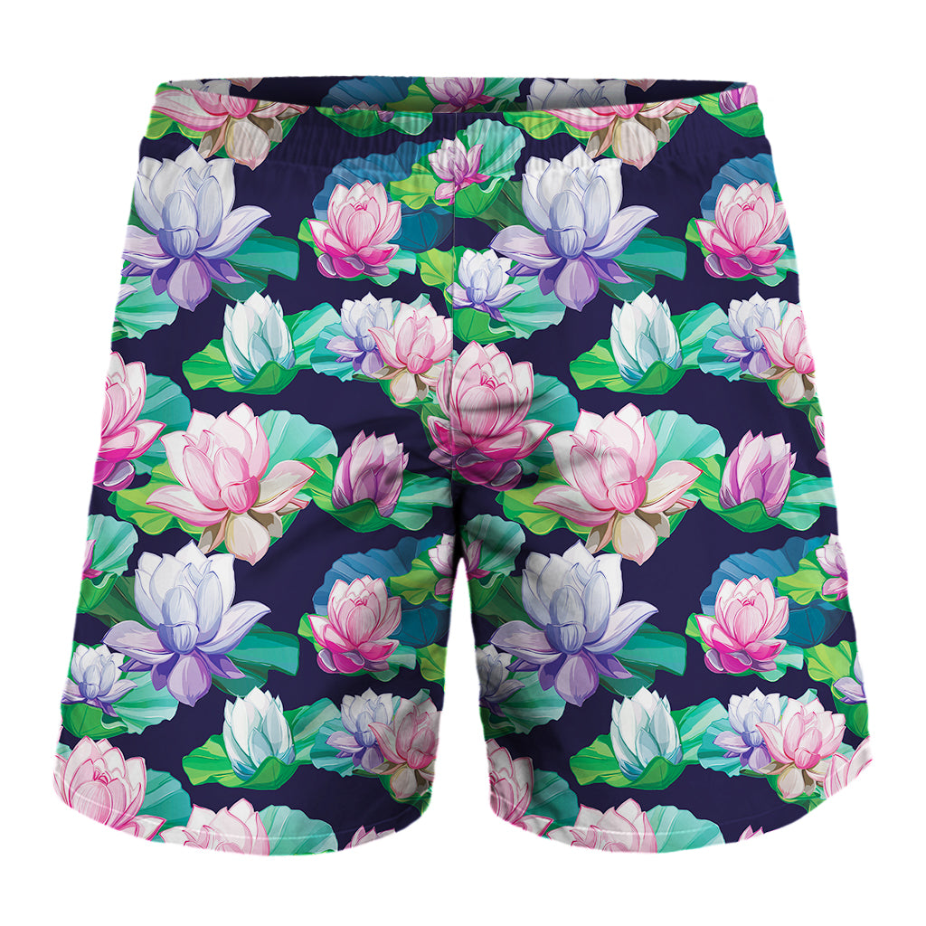 Vintage Lotus Floral Print Men's Shorts