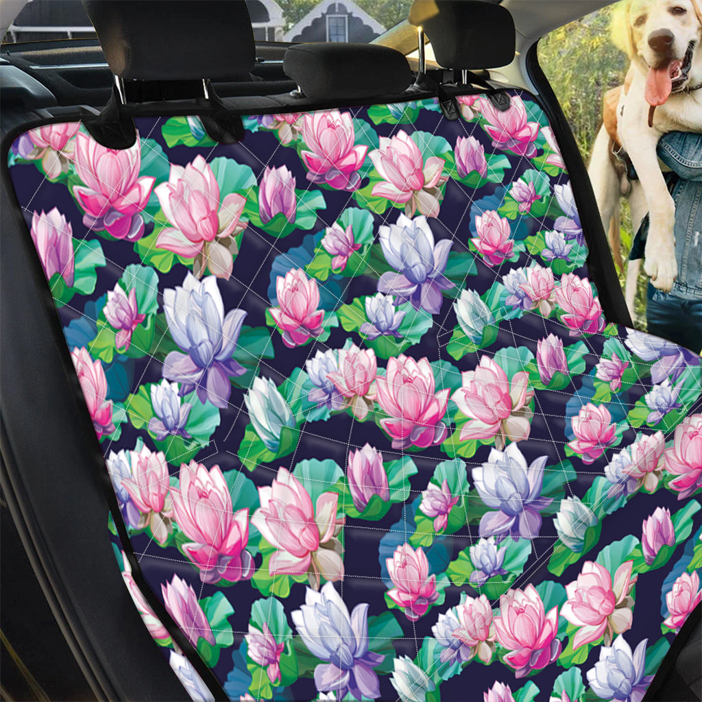 Vintage Lotus Floral Print Pet Car Back Seat Cover