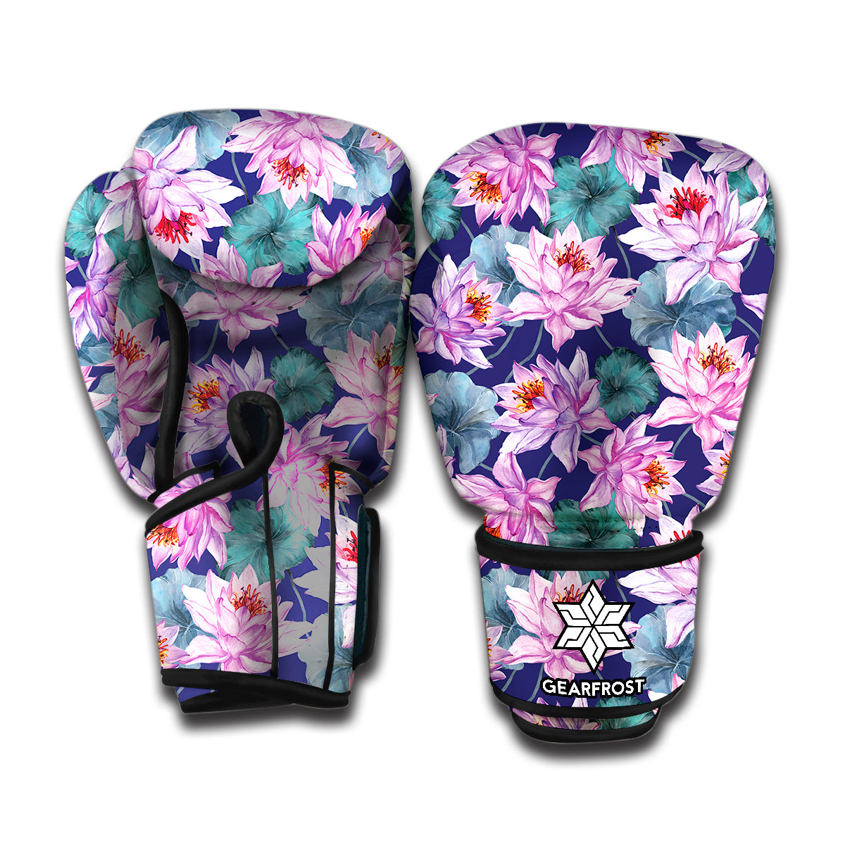 Vintage Lotus Flower Print Boxing Gloves