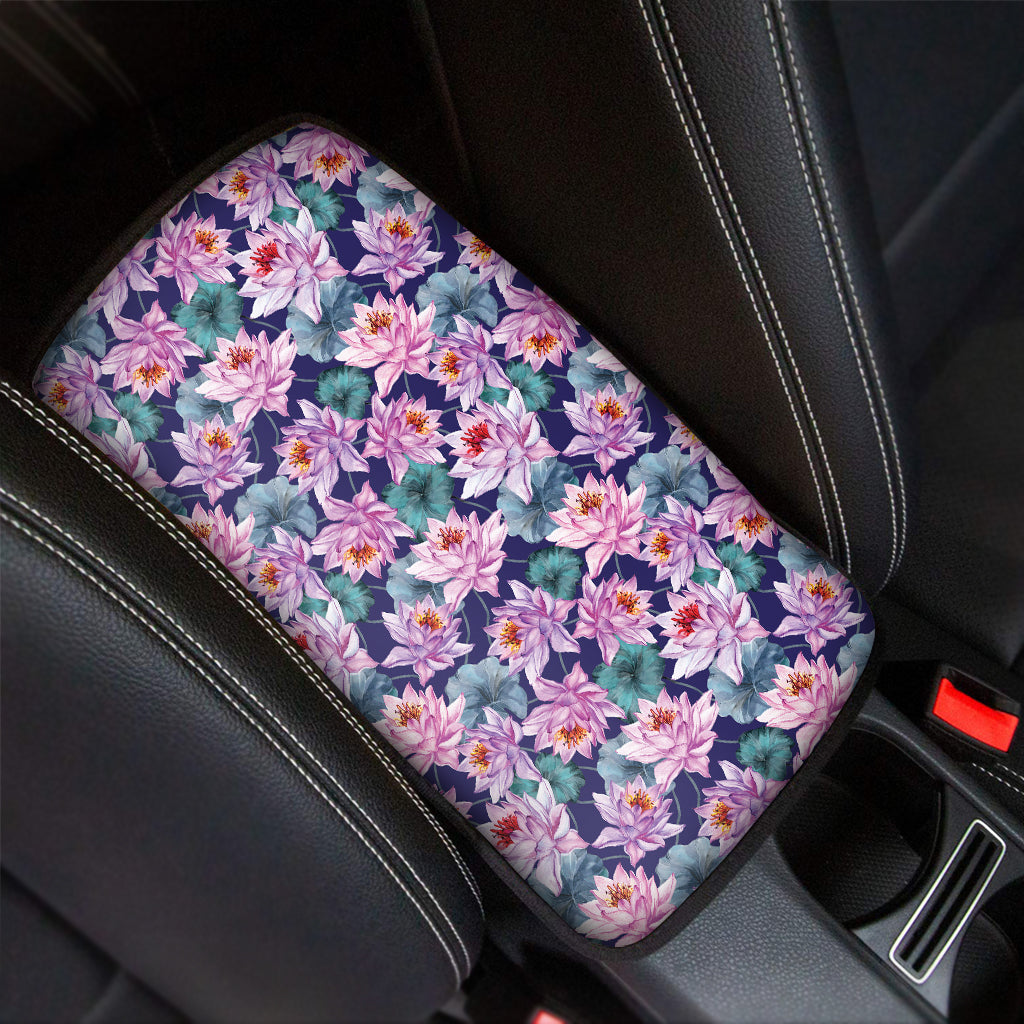 Vintage Lotus Flower Print Car Center Console Cover