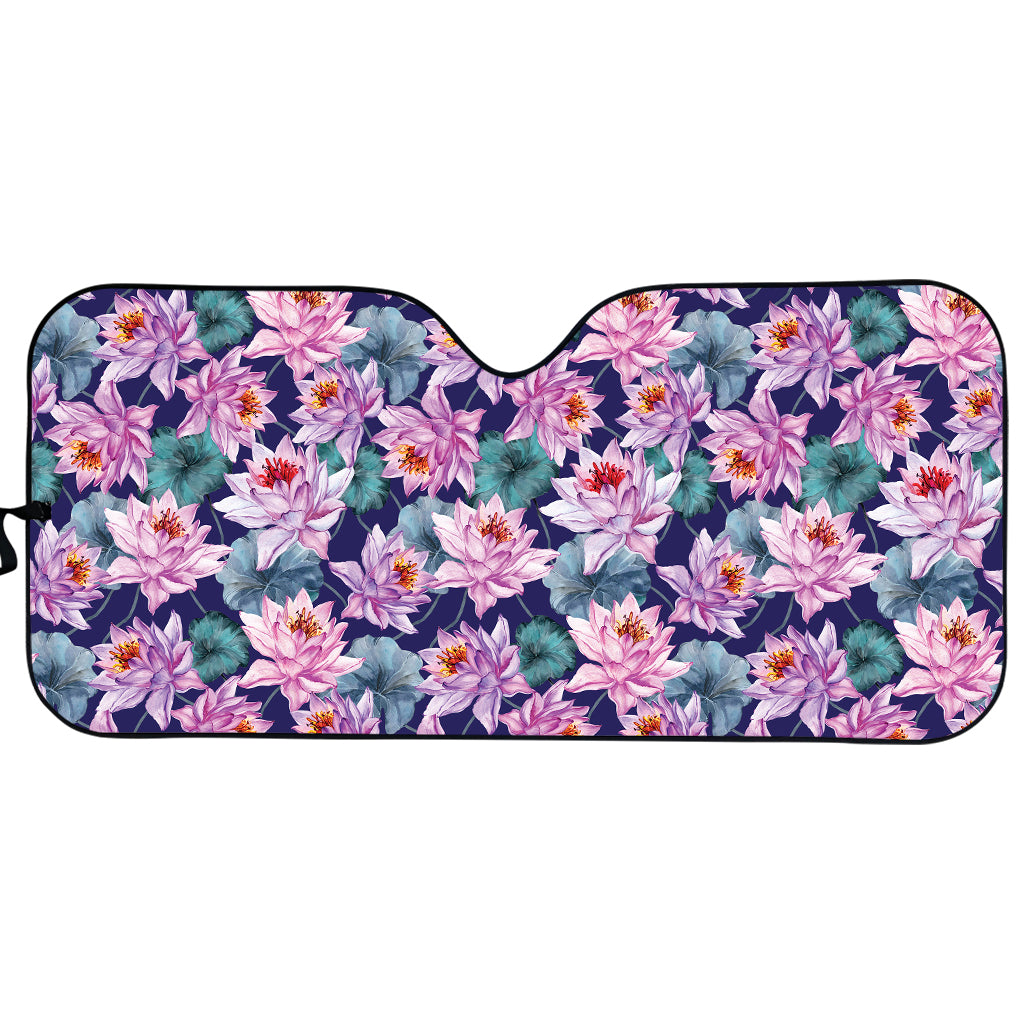 Vintage Lotus Flower Print Car Sun Shade