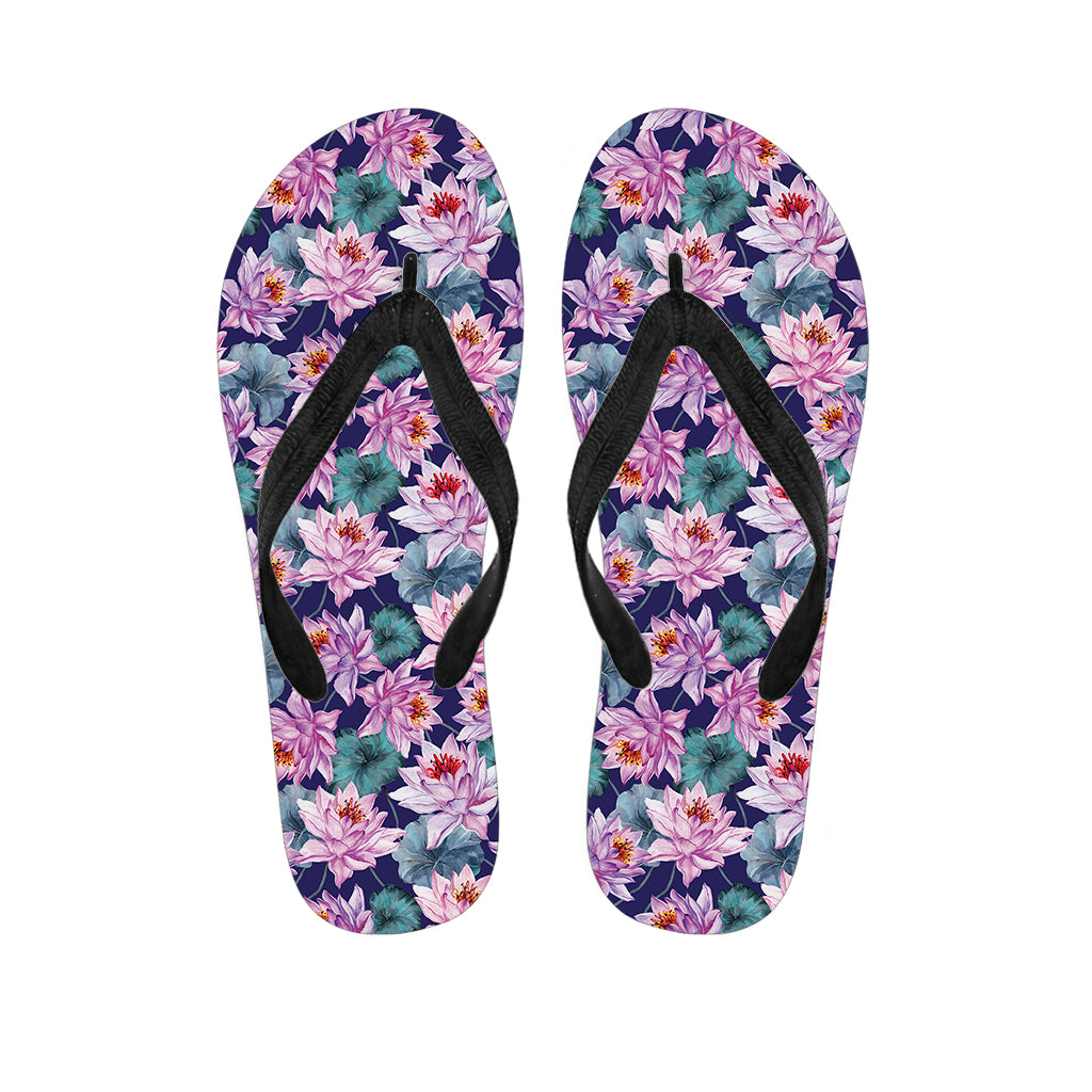 Vintage Lotus Flower Print Flip Flops