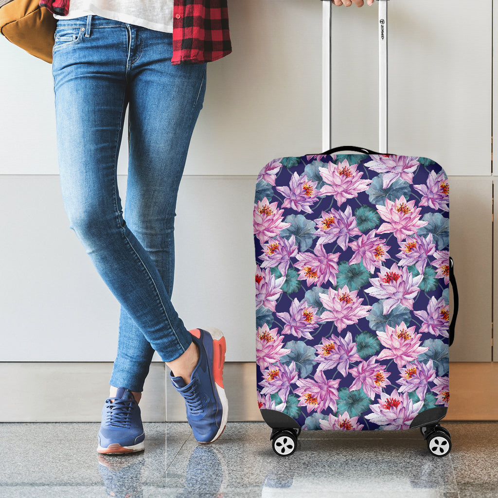 Vintage Lotus Flower Print Luggage Cover