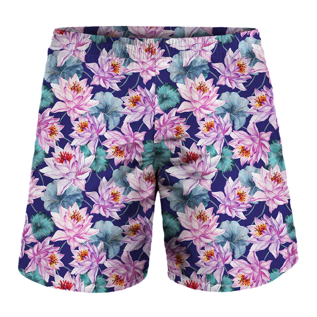 Vintage Lotus Flower Print Men's Shorts