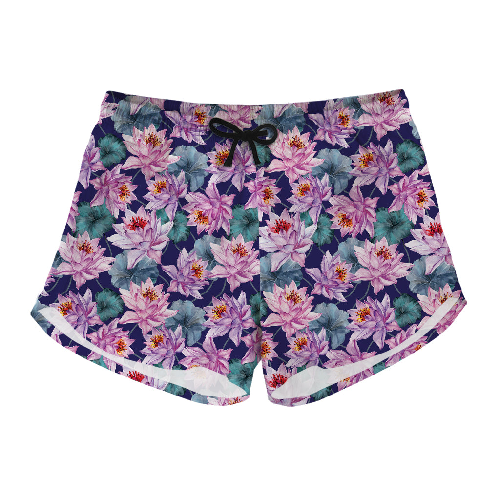 Vintage Lotus Flower Print Women's Shorts