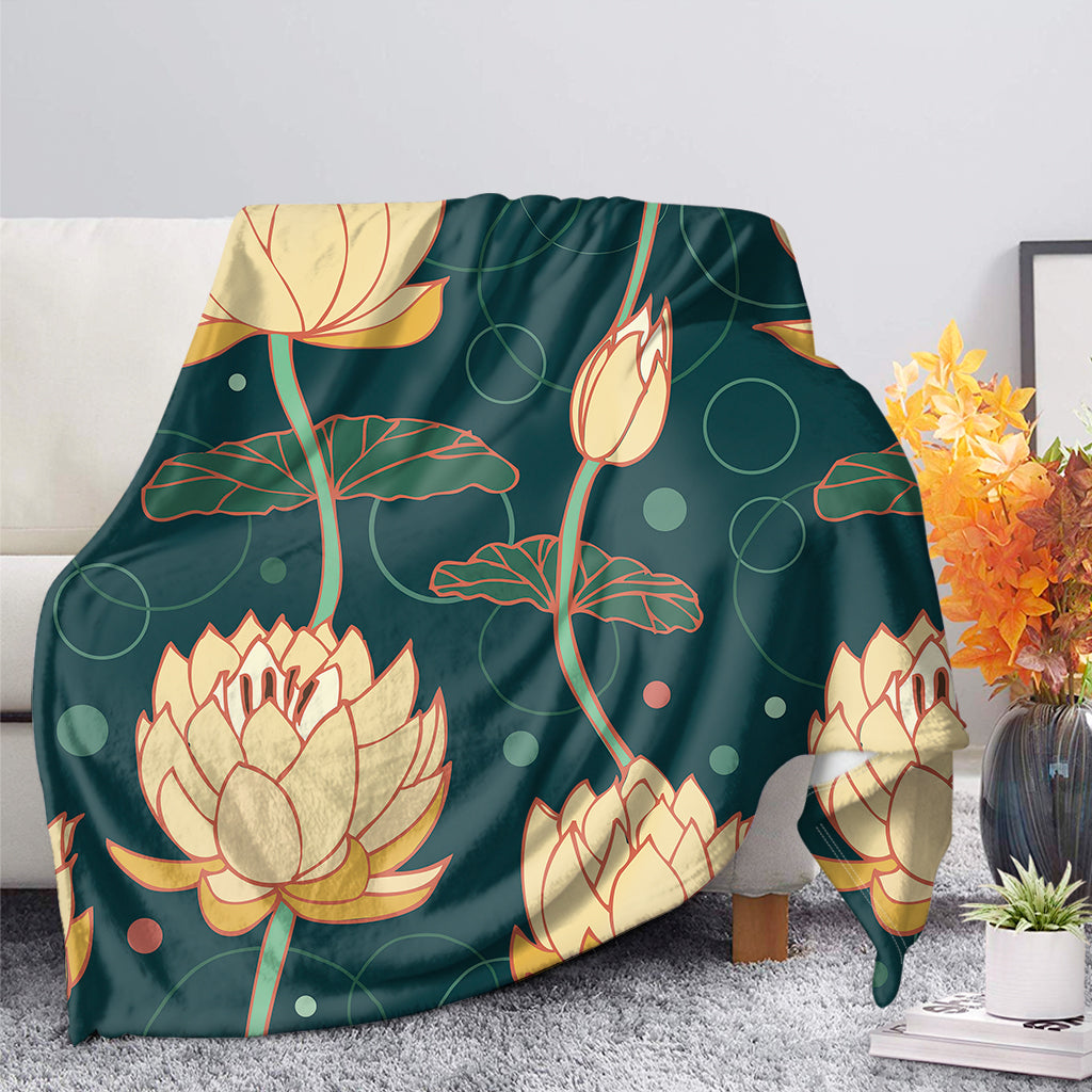 Vintage Lotus Pattern Print Blanket