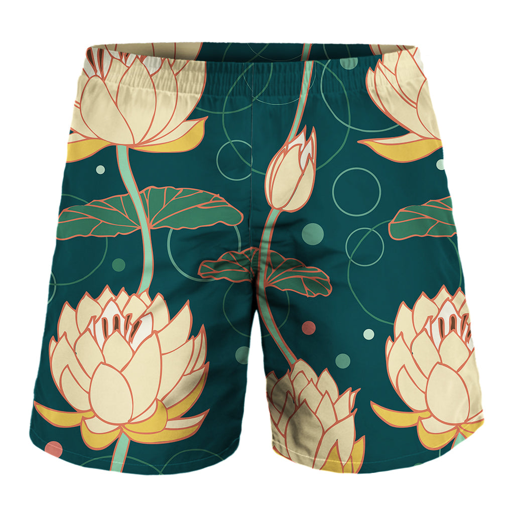 Vintage Lotus Pattern Print Men's Shorts