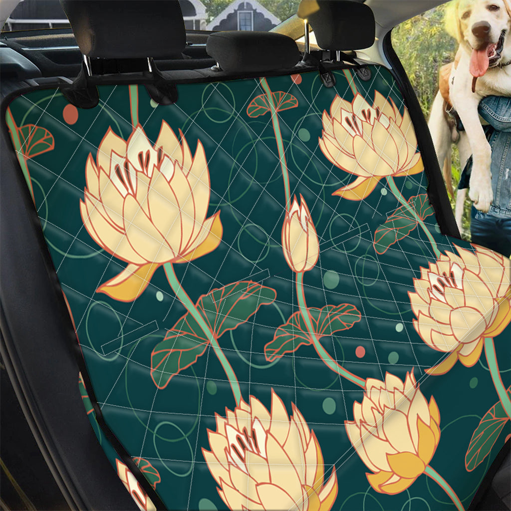 Vintage Lotus Pattern Print Pet Car Back Seat Cover