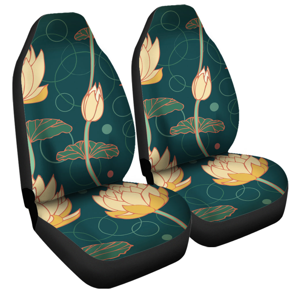 Vintage Lotus Pattern Print Universal Fit Car Seat Covers