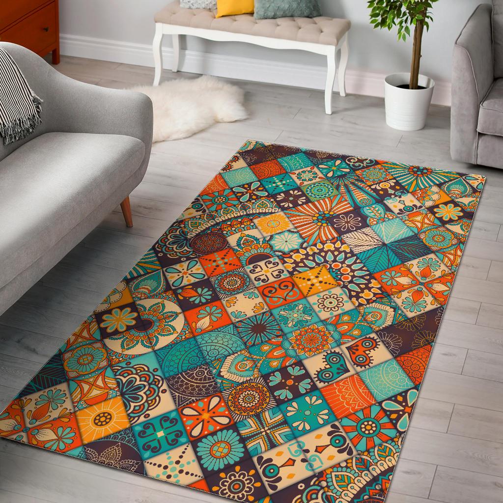 Vintage Mandala Bohemian Pattern Print Area Rug