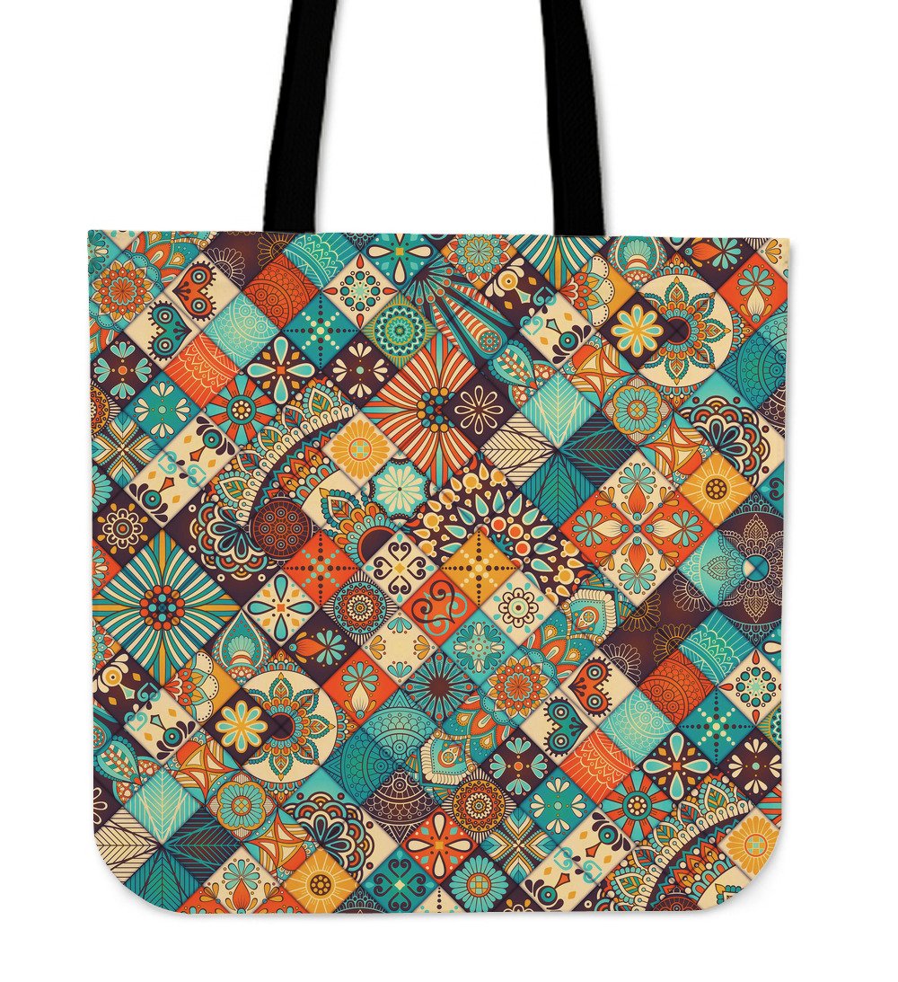 Vintage Mandala Bohemian Pattern Print Canvas Tote Bag