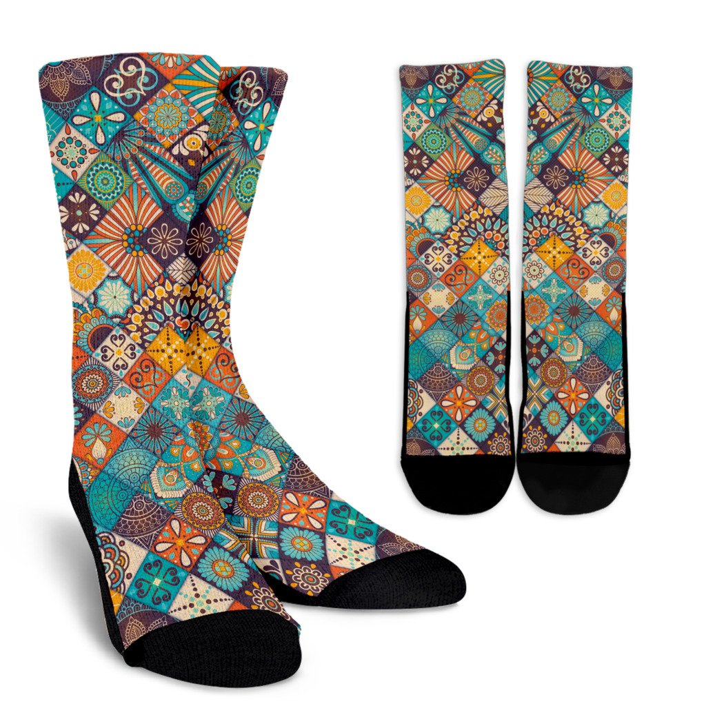 Vintage Mandala Bohemian Pattern Print Crew Socks