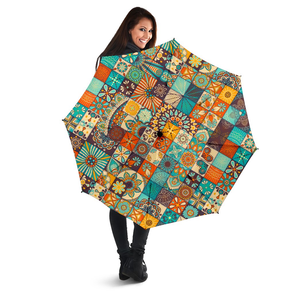 Vintage Mandala Bohemian Pattern Print Foldable Umbrella