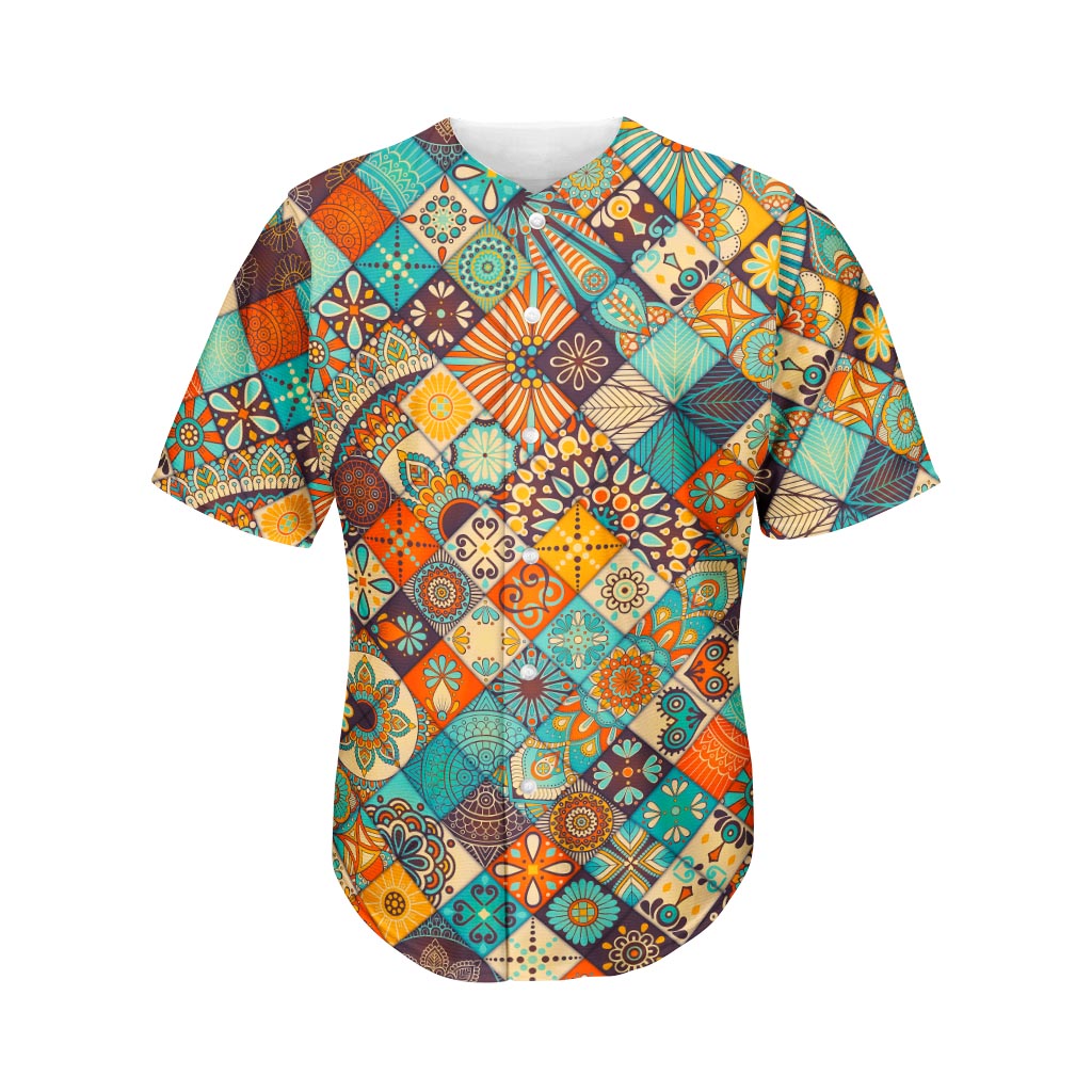 Vintage Mandala Bohemian Pattern Print Men's Baseball Jersey