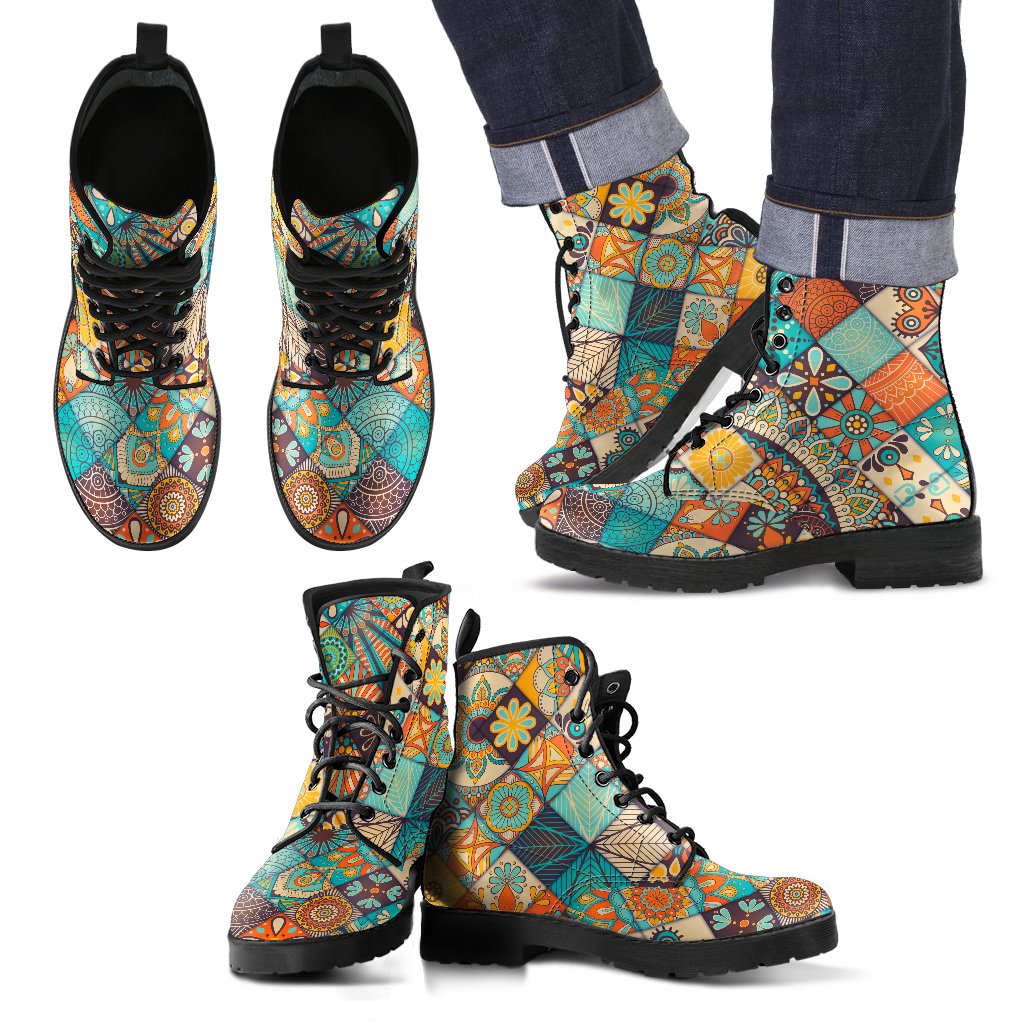 Vintage Mandala Bohemian Pattern Print Men's Boots