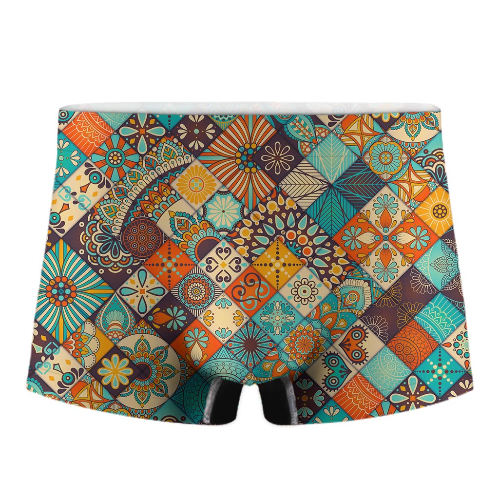 Vintage Mandala Bohemian Pattern Print Men's Boxer Briefs