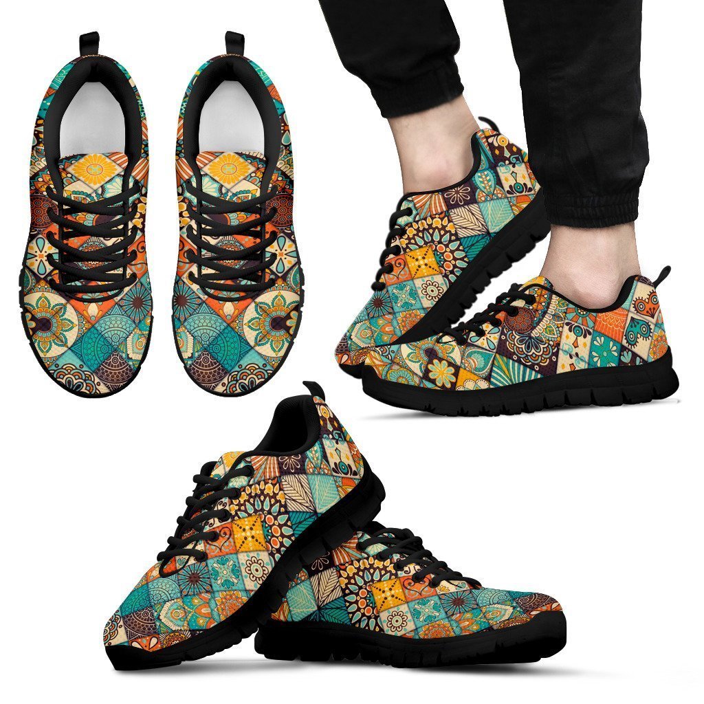 Vintage Mandala Bohemian Pattern Print Men's Sneakers