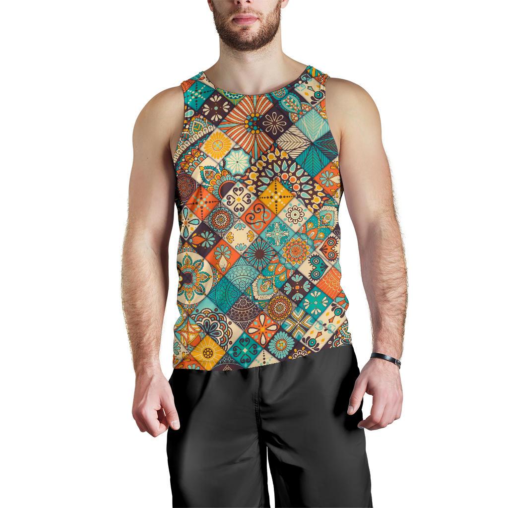 Vintage Mandala Bohemian Pattern Print Men's Tank Top