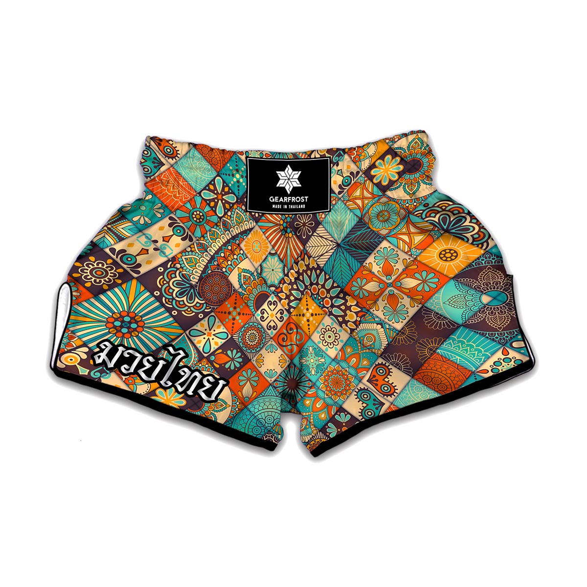 Vintage Mandala Bohemian Pattern Print Muay Thai Boxing Shorts