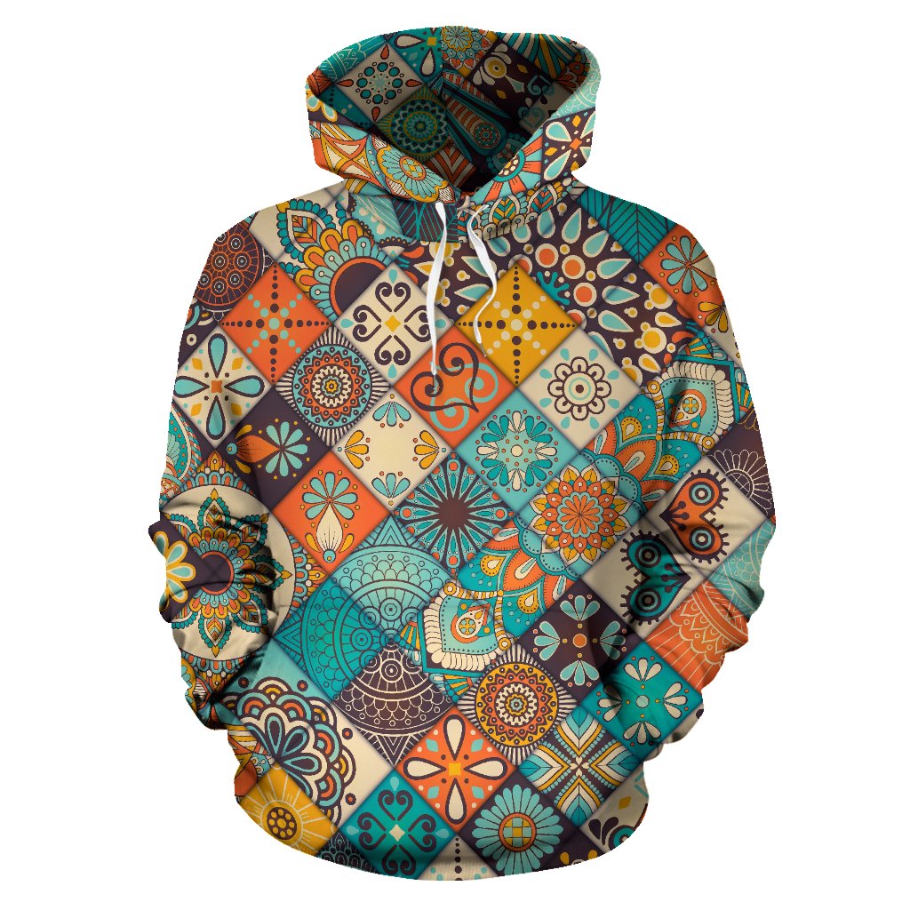 Vintage Mandala Bohemian Pattern Print Pullover Hoodie