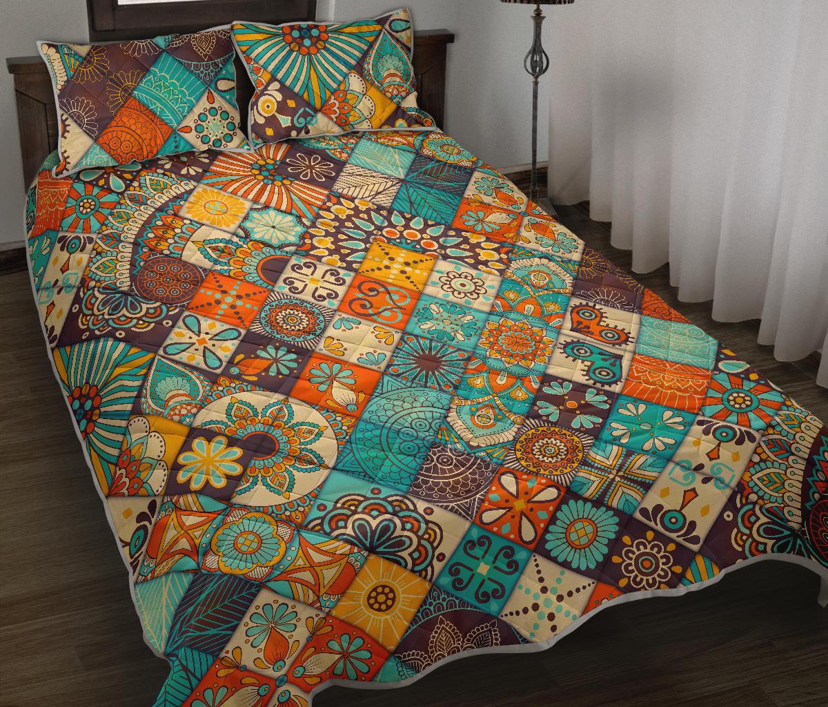 Vintage Mandala Bohemian Pattern Print Quilt Bed Set