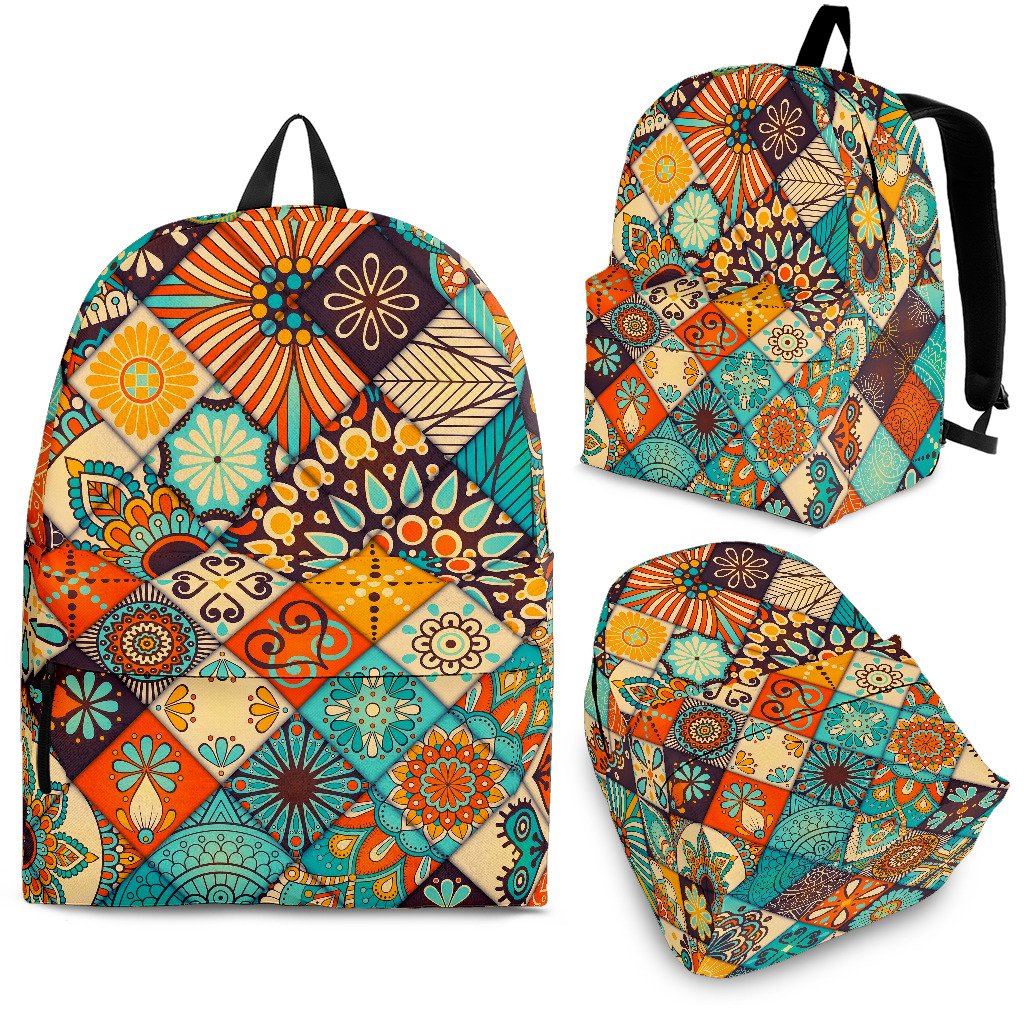 Vintage Mandala Bohemian Pattern Print School Backpack