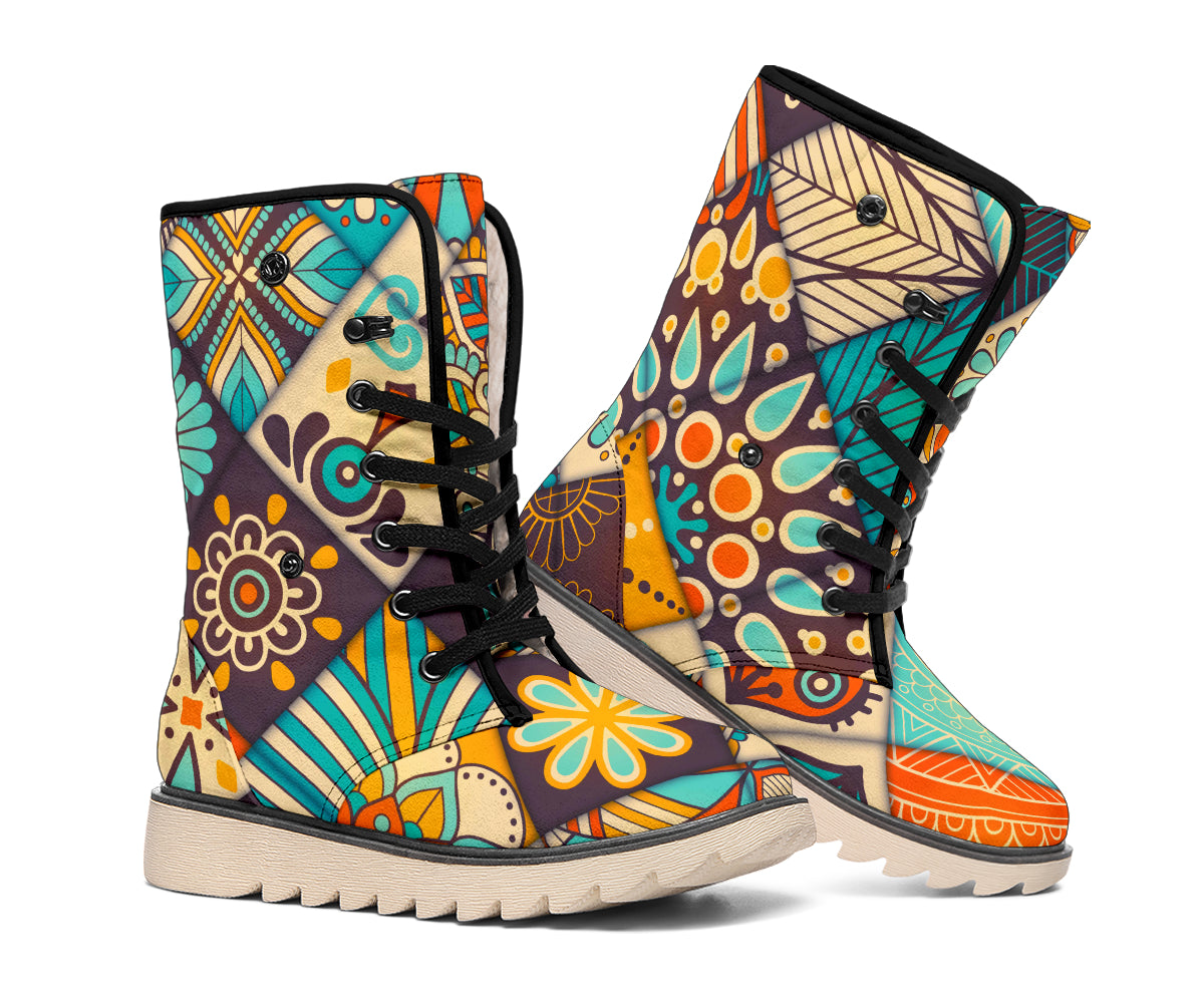 Vintage Mandala Bohemian Pattern Print Winter Boots