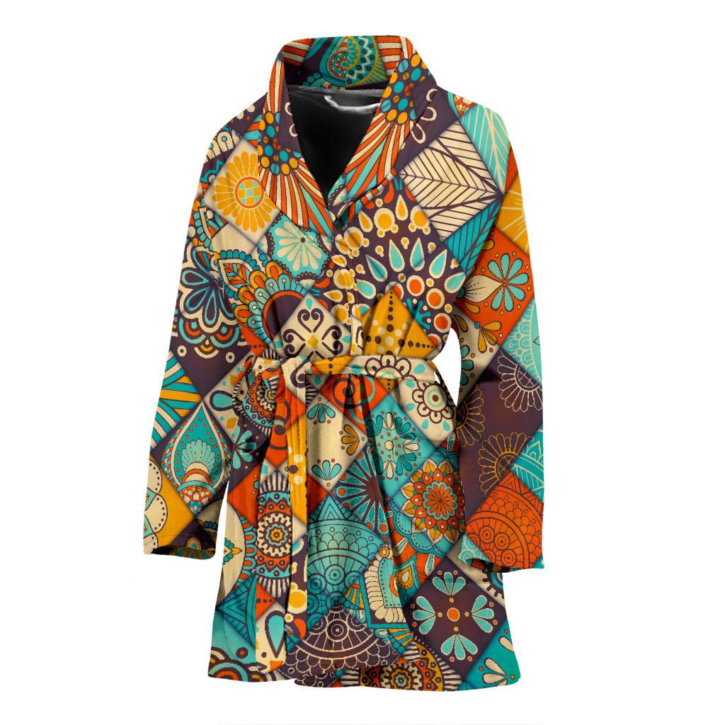 Vintage Mandala Bohemian Pattern Print Women's Bathrobe