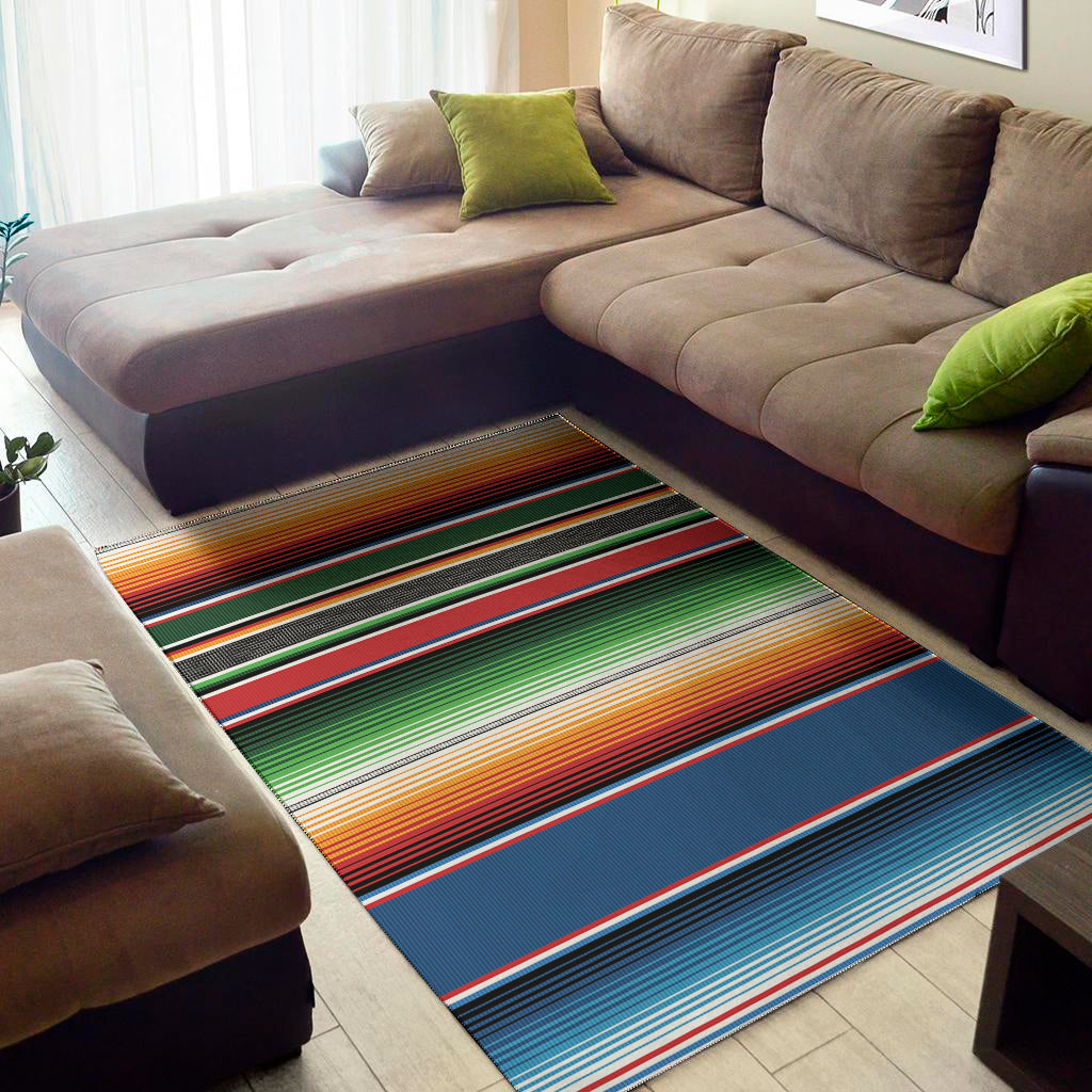 Vintage Mexican Blanket Pattern Print Area Rug