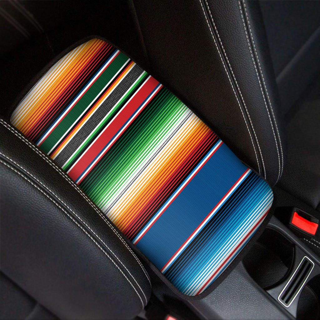 Vintage Mexican Blanket Pattern Print Car Center Console Cover