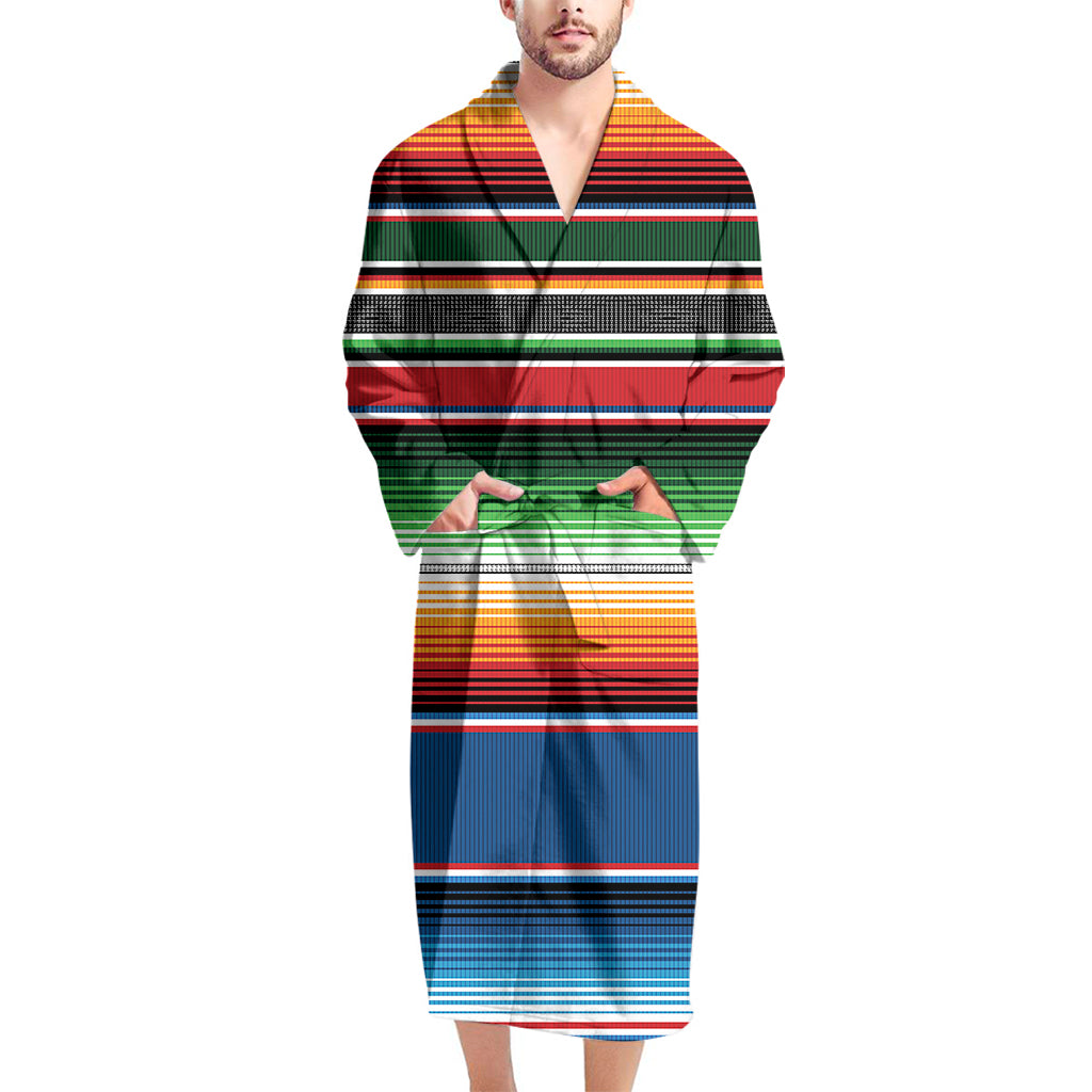 Vintage Mexican Blanket Pattern Print Men's Bathrobe