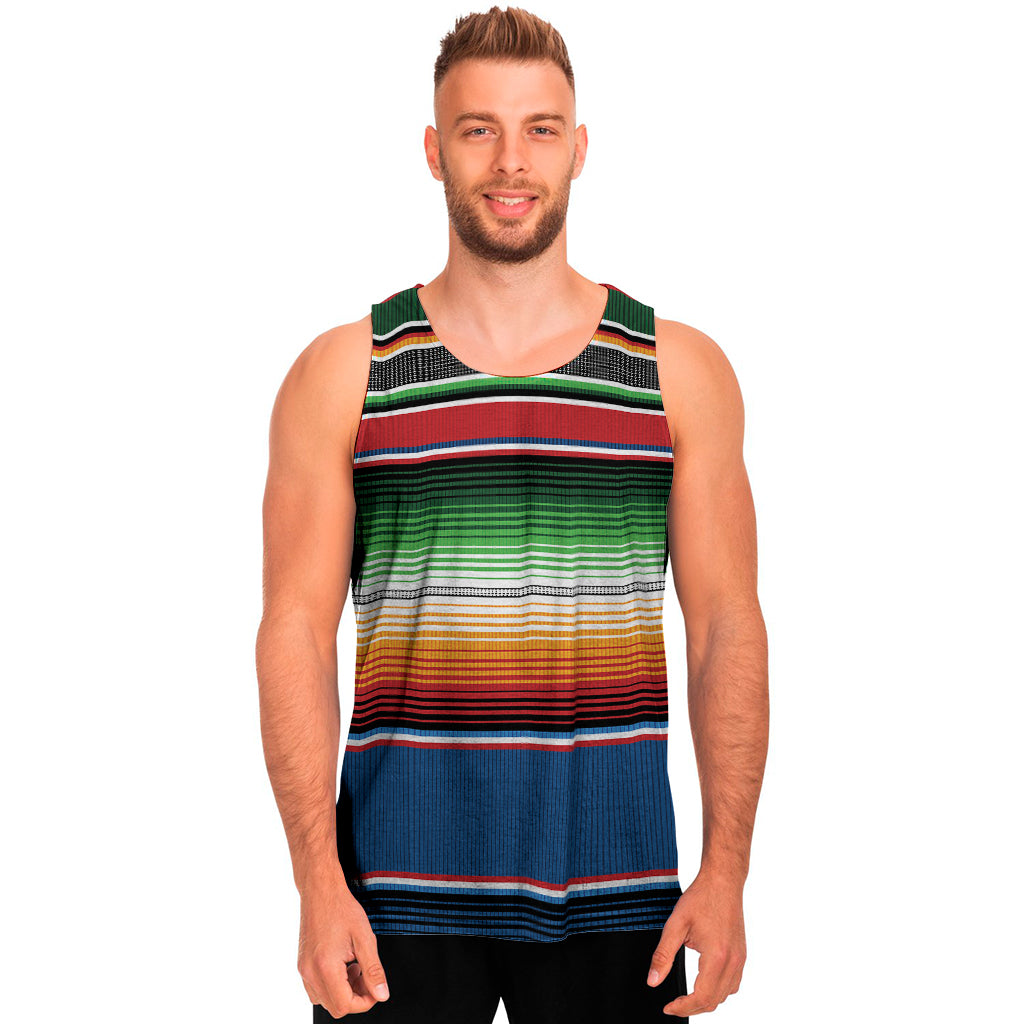 Vintage Mexican Blanket Pattern Print Men's Tank Top