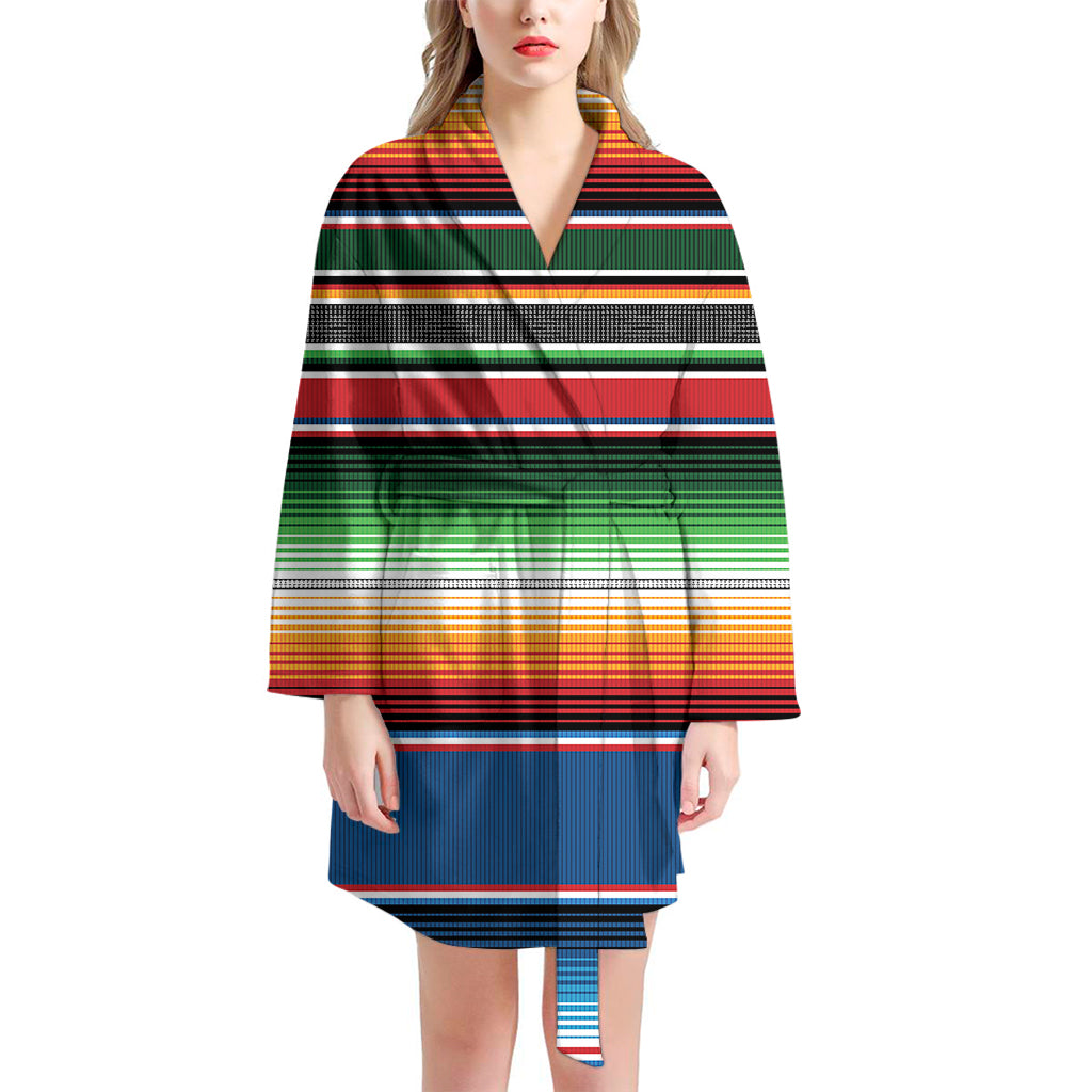 Vintage Mexican Blanket Pattern Print Women's Bathrobe