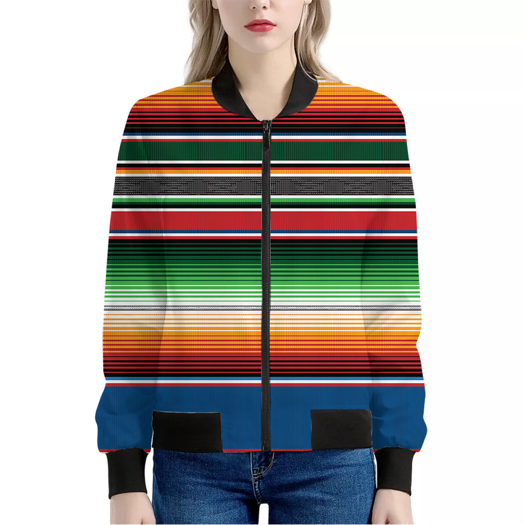 Vintage Mexican Blanket Pattern Print Women's Bomber Jacket