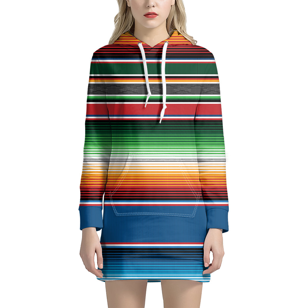 Vintage Mexican Blanket Pattern Print Women's Pullover Hoodie Dress