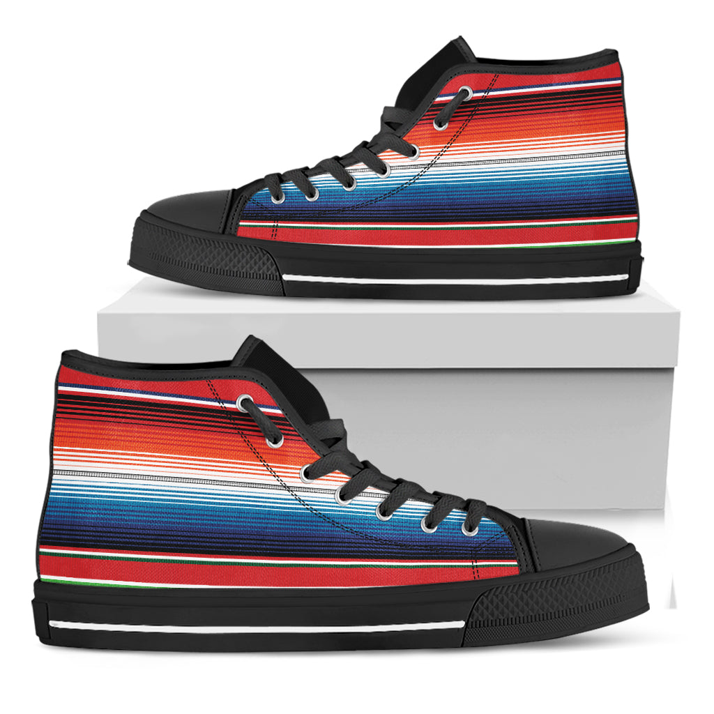 Vintage Mexican Serape Pattern Print Black High Top Shoes