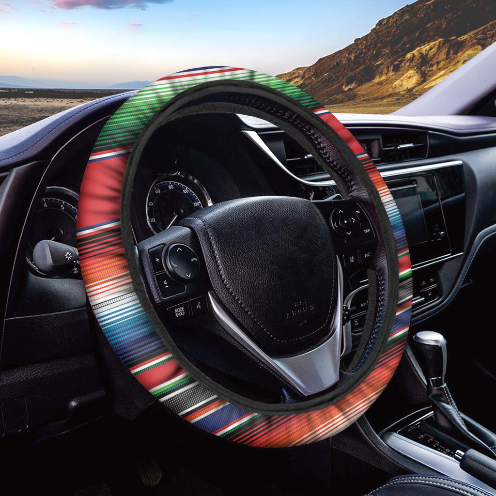 Vintage Mexican Serape Pattern Print Car Steering Wheel Cover