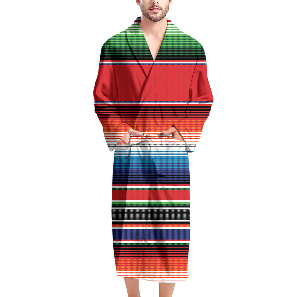 Vintage Mexican Serape Pattern Print Men's Bathrobe