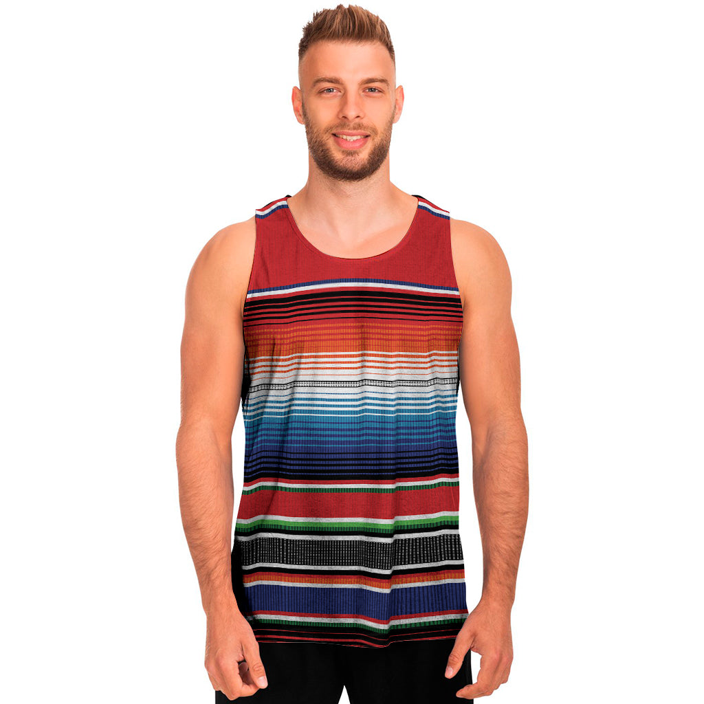 Vintage Mexican Serape Pattern Print Men's Tank Top