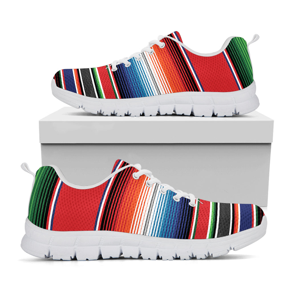 Vintage Mexican Serape Pattern Print White Sneakers