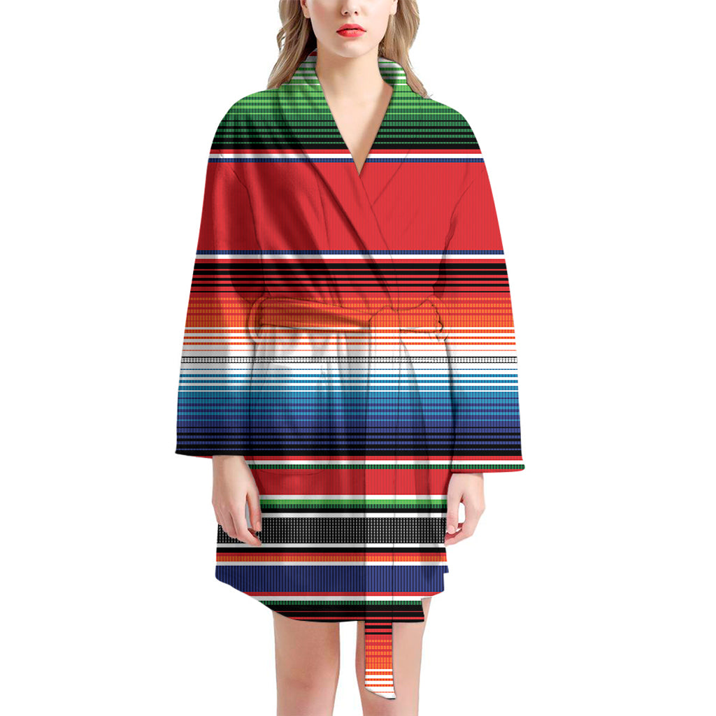 Vintage Mexican Serape Pattern Print Women's Bathrobe